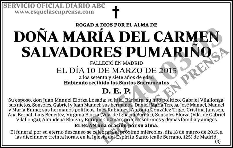 María del Carmen Salvadores Pumariño